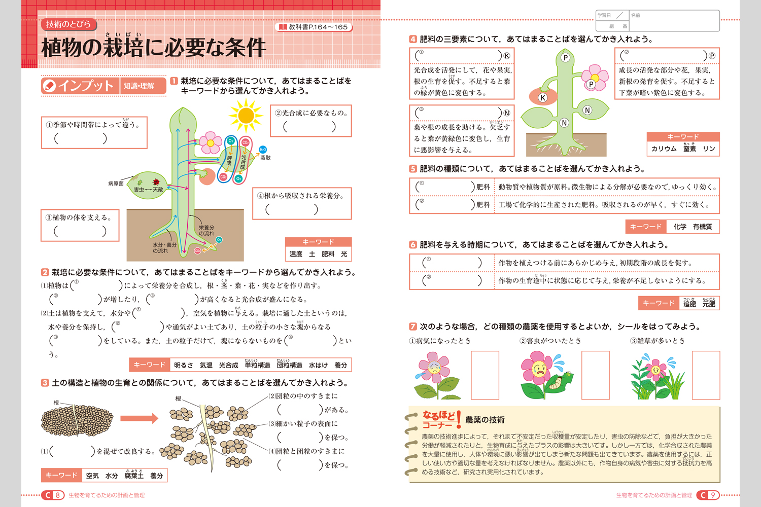 ハンドノート C生物育成に関する技術 【旧教科書対応】 中学校教材 技術・家庭 ノート・ワーク 株式会社正進