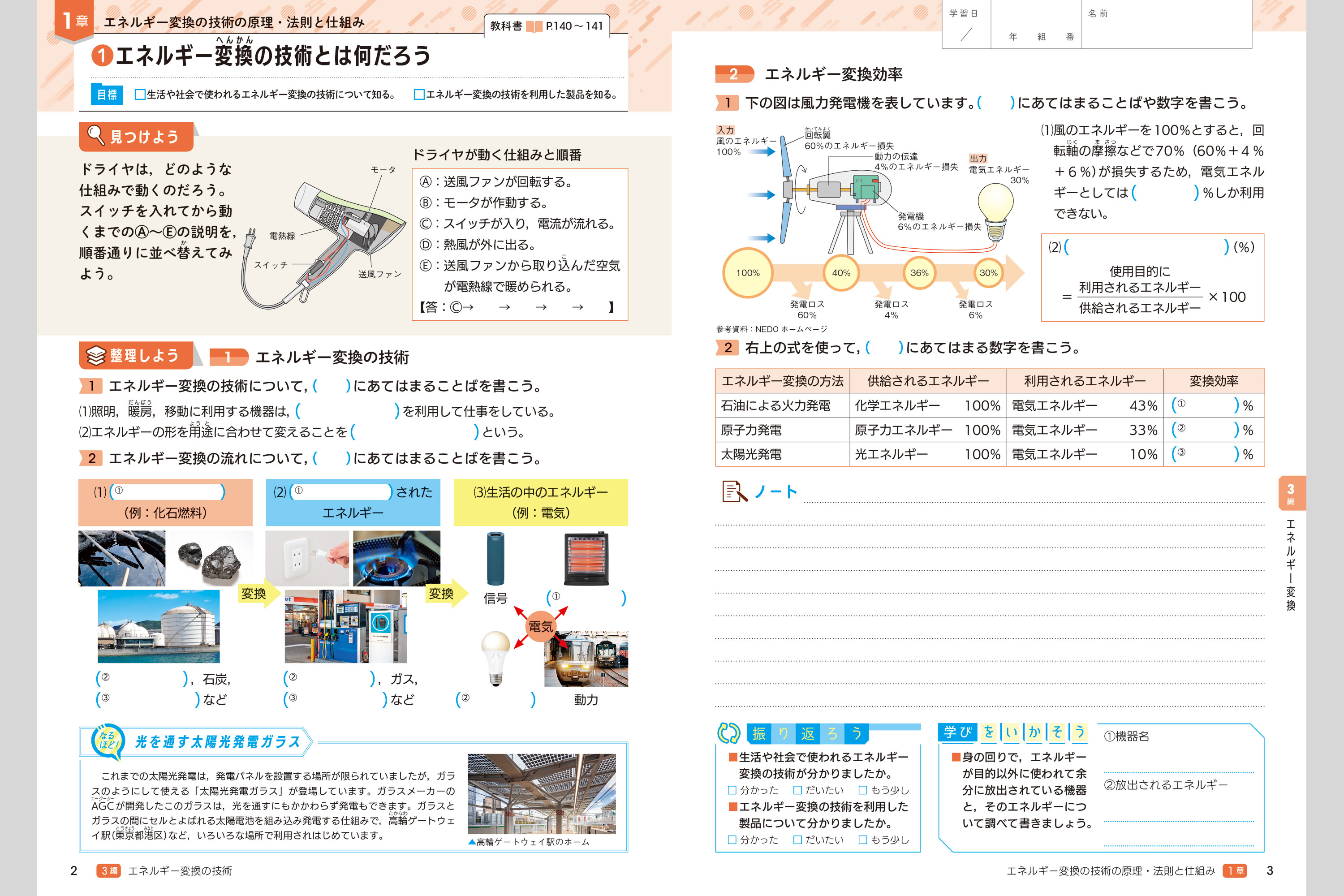 ハンドノート Cエネルギー変換の技術 中学校教材 技術 家庭 ノート ワーク 株式会社正進社 教育図書教材の出版