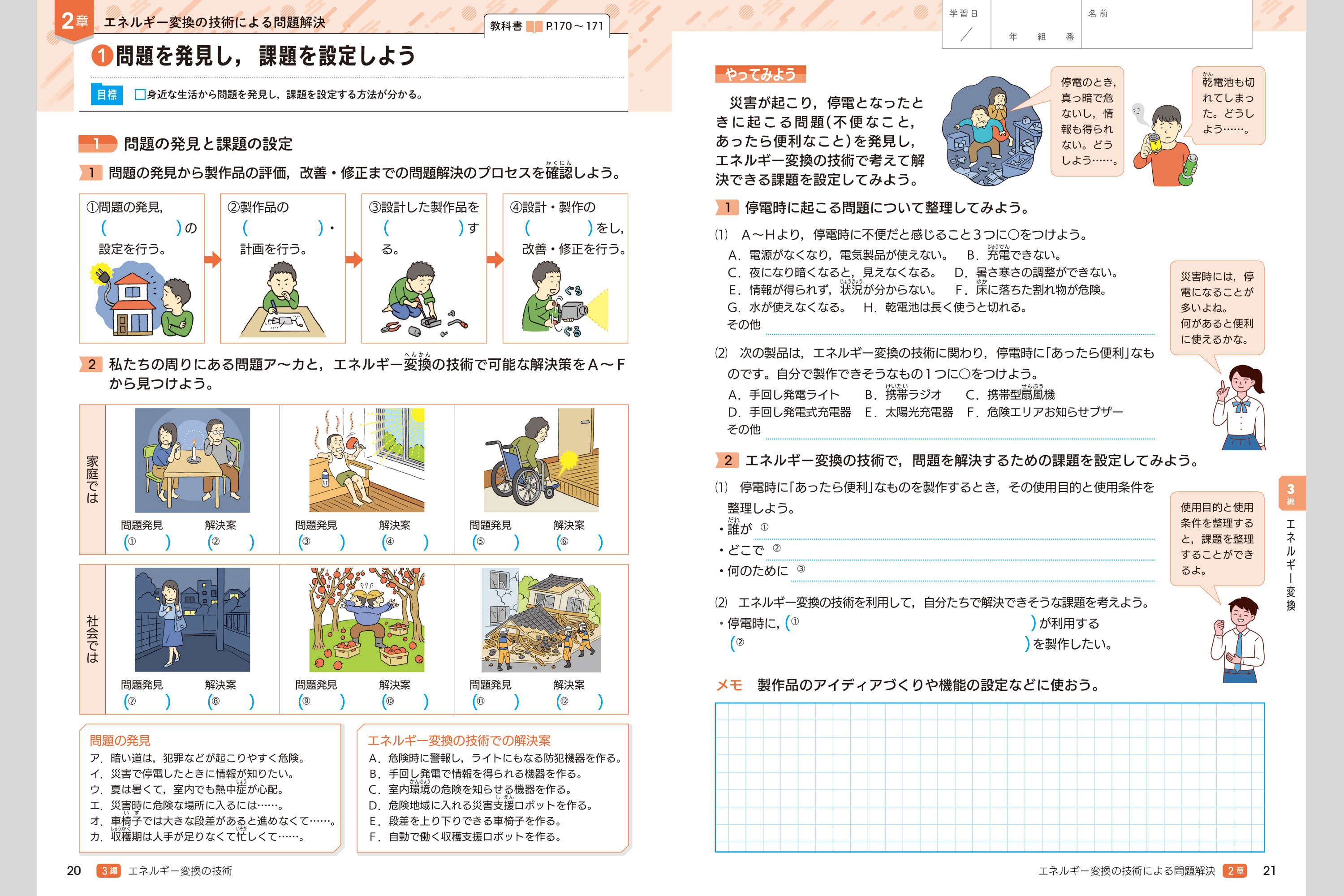 ハンドノート Cエネルギー変換の技術 中学校教材 技術 家庭 ノート ワーク 株式会社正進社 教育図書教材の出版