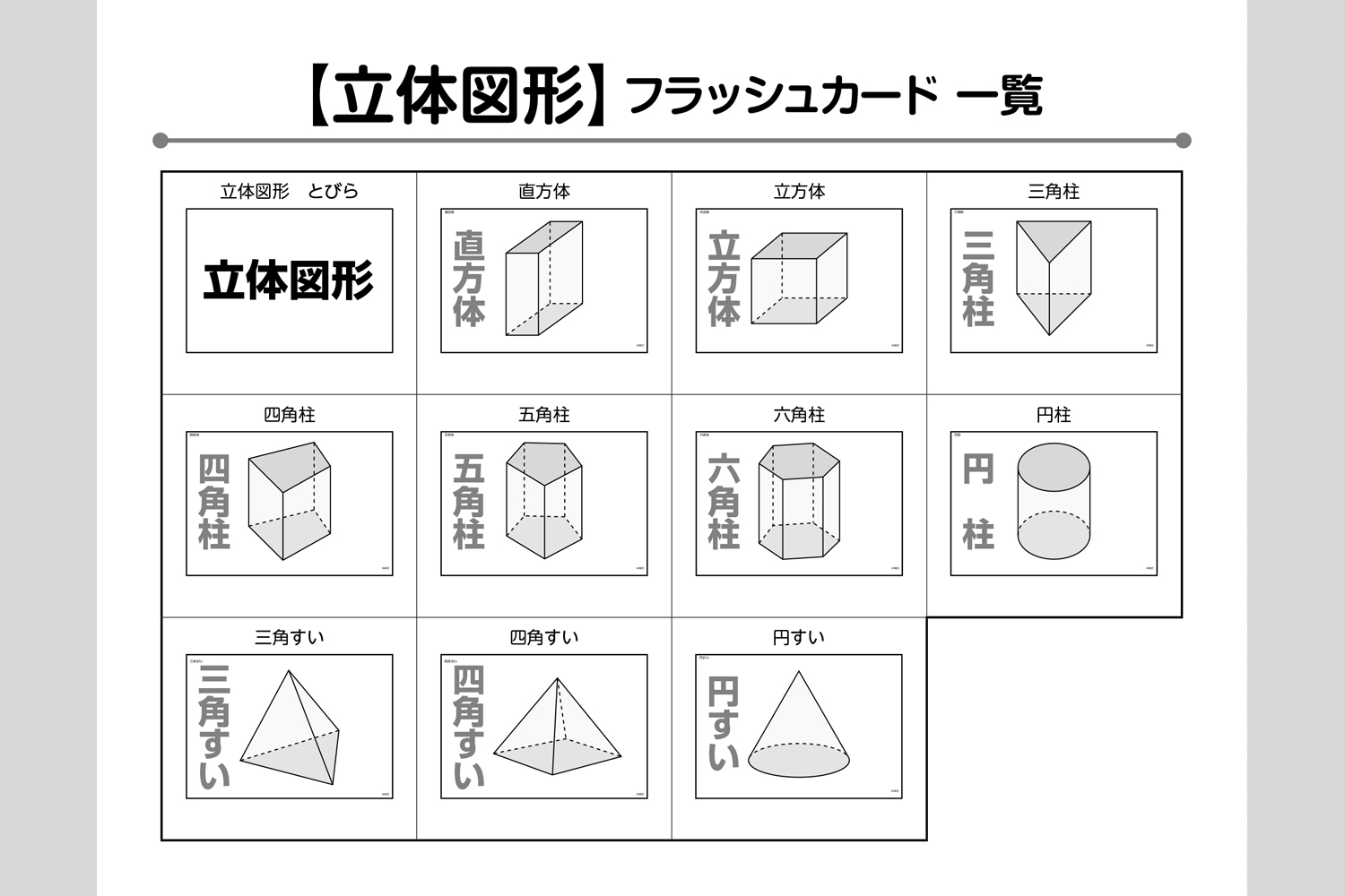 立体図形フラッシュカード 中学校教材 フラッシュカード 算数 株式